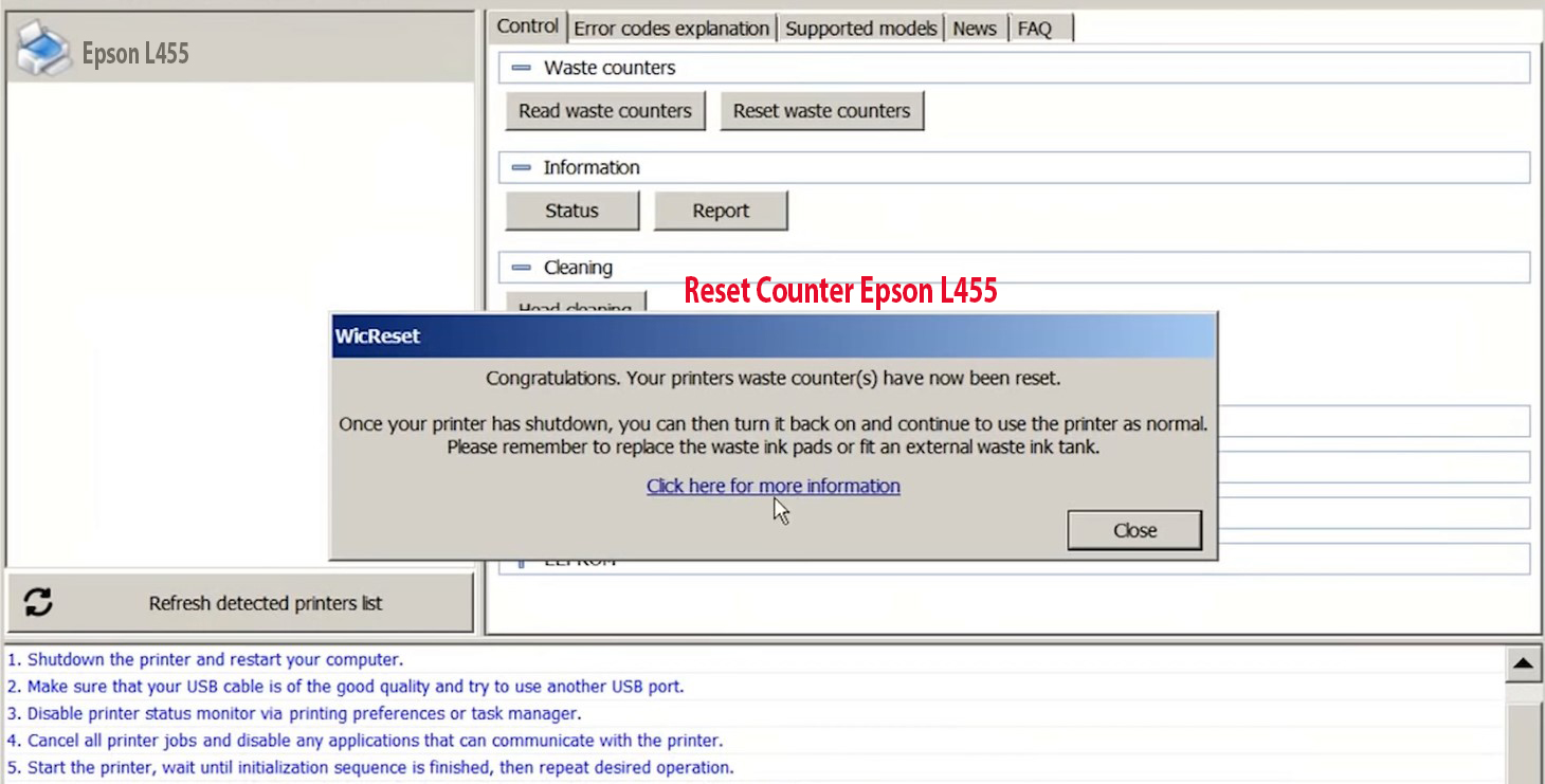 Reset Epson L455 Step 7